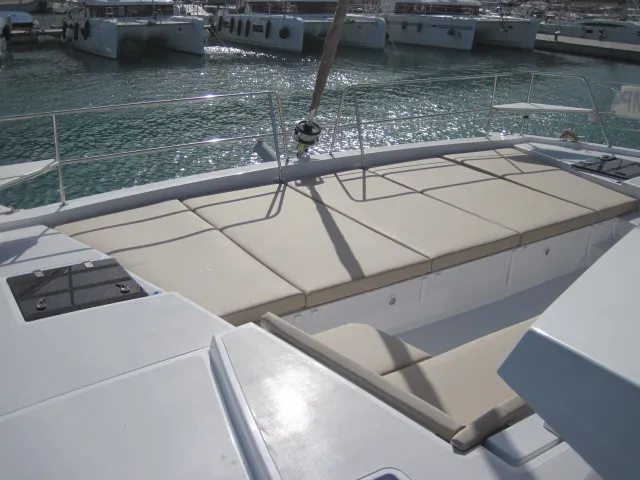 Deck of Maria Elena, a Bali 4.3 catamaran at Capo d'Orlando, Italy