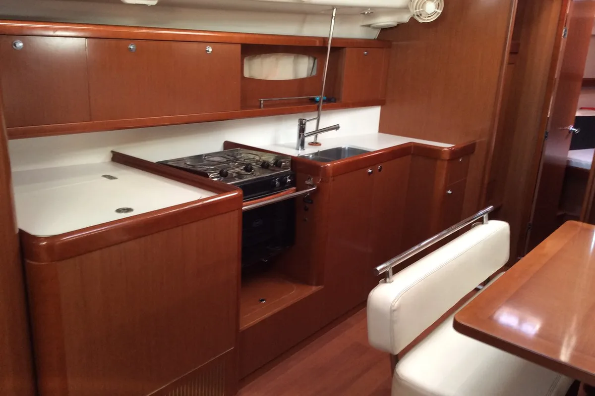 Galley of Seacret, a Beneteau Oceanis 43 sailboat at Athens, Greece