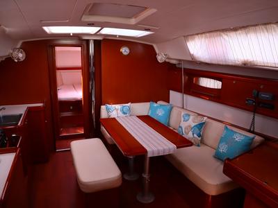 Salon of Seacret, a Beneteau Oceanis 43 sailboat at Athens, Greece