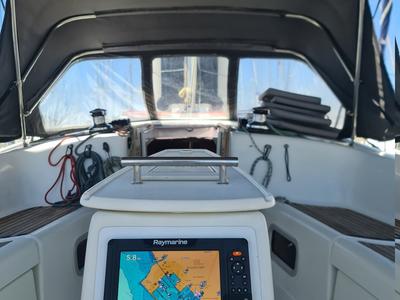 Cockpit of Seacret, a Beneteau Oceanis 43 sailboat at Athens, Greece