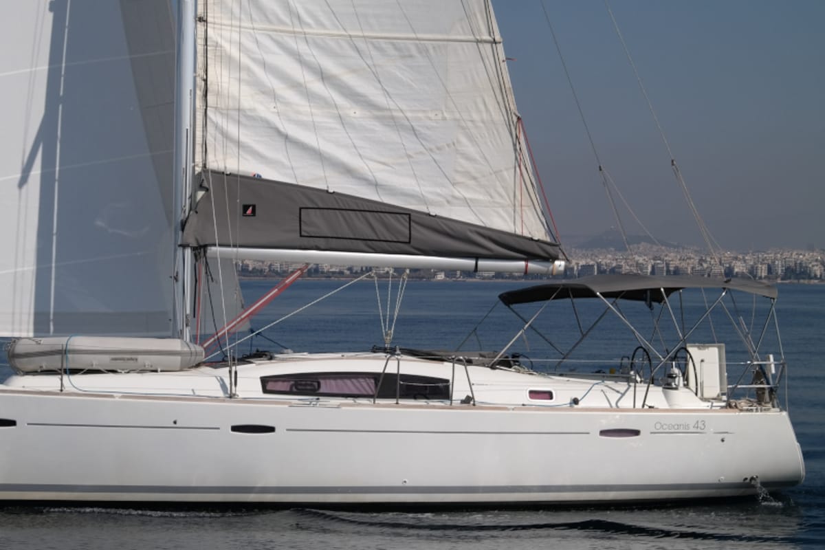 Exterior view of Seacret, a Beneteau Oceanis 43 sailboat at Athens, Greece