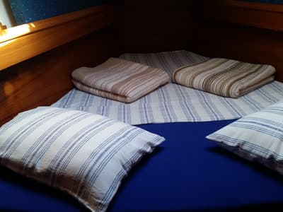 Cabin on Cingene, a Jeanneau Sun Odyssey 40 sailboat at Marmaris, Turkey