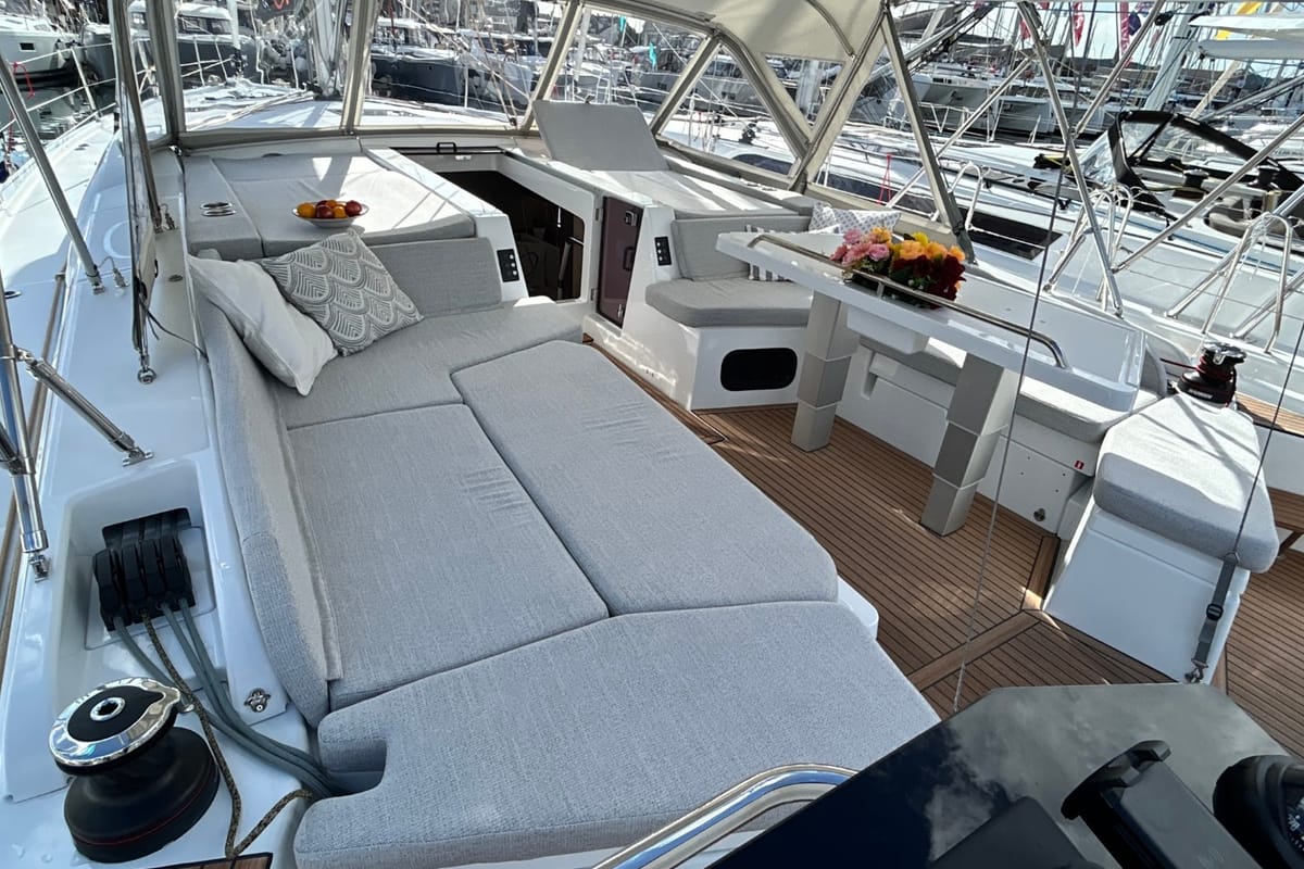 Deck of B-52, a Beneteau Oceanis 52 sailboat at Split, Croatia