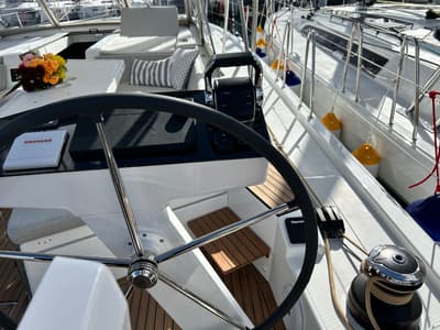 Cockpit of B-52, a Beneteau Oceanis 52 sailboat at Split, Croatia