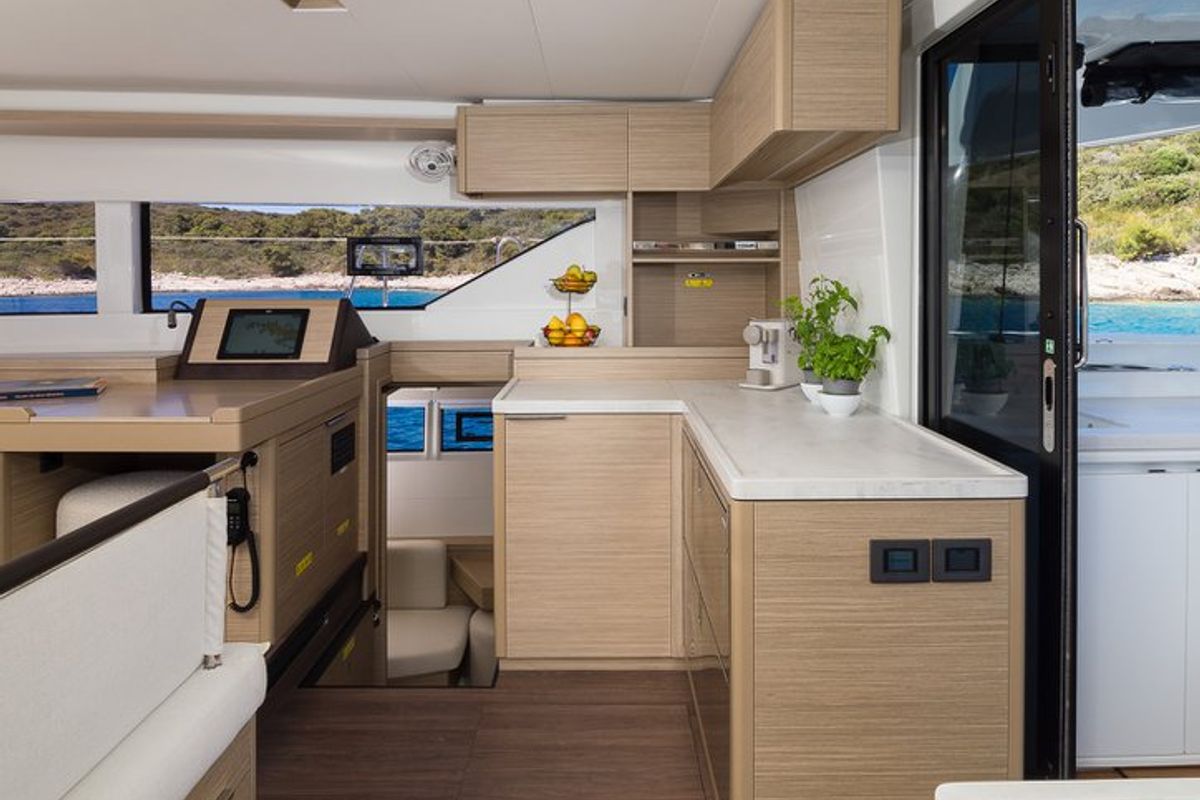 Galley of Catwalk, a Lagoon 51 OW catamaran at Grad Kaštela, Croatia