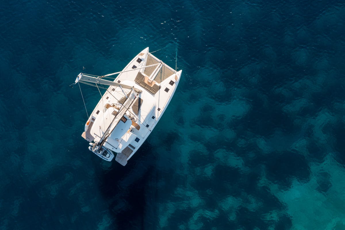 Exterior view of Catwalk, a Lagoon 51 OW catamaran at Grad Kaštela, Croatia