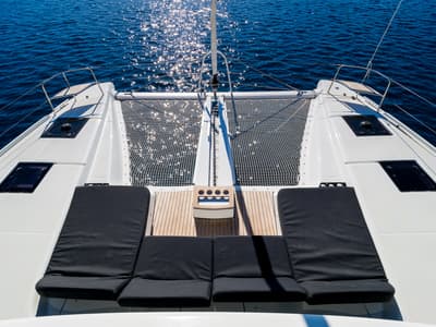 Deck of Catwalk, a Lagoon 51 OW catamaran at Grad Kaštela, Croatia