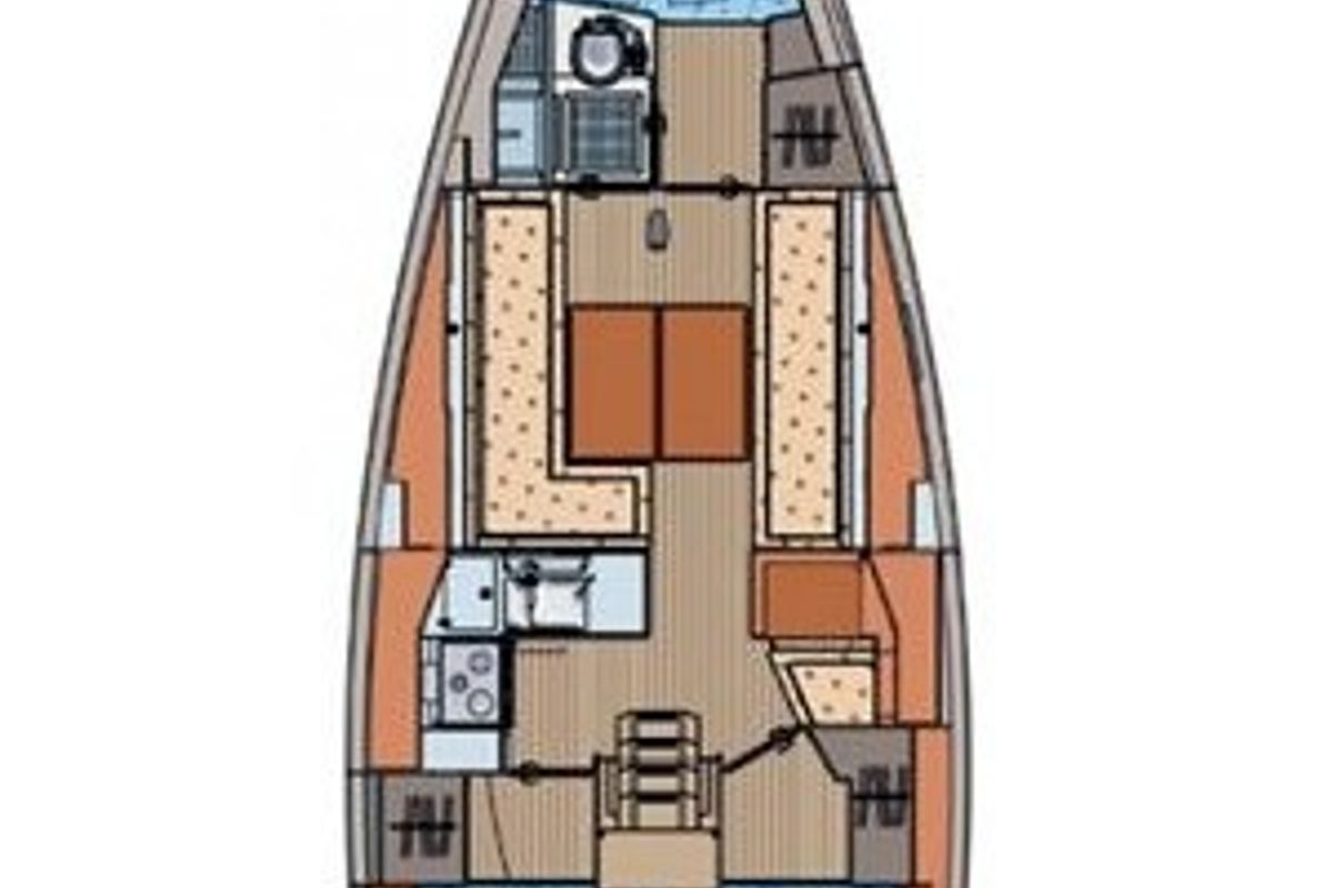 Floor plan of November, a Elan 350 Performance sailboat at Grad Pula, Croatia