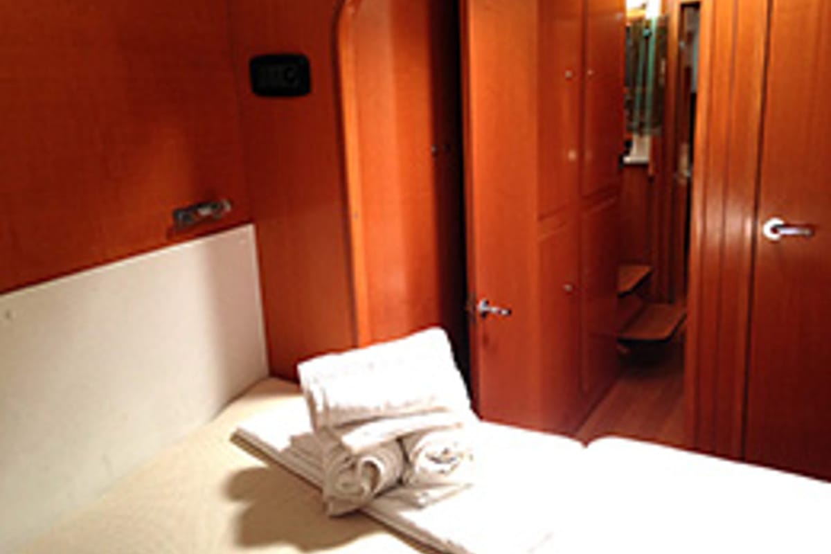 Deck of Georgina, a Lagoon 440 catamaran at Athens, Greece