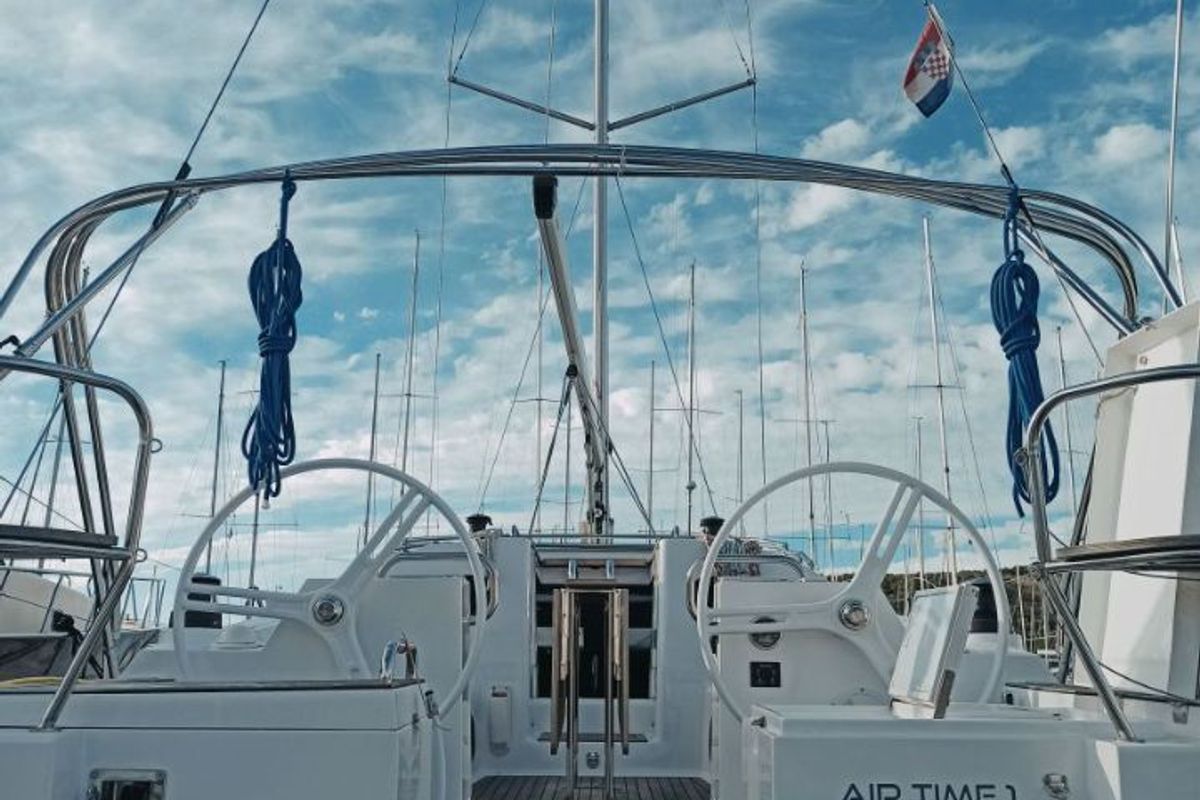 Cockpit of Airtime 1, a Elan Impression 40.1 sailboat at Punat, Croatia