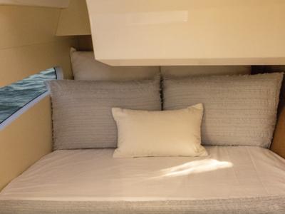 Cabin on Aquilotto, a Aquila Yachts Aquila 32 Sport catamaran at Cannigione, Italy