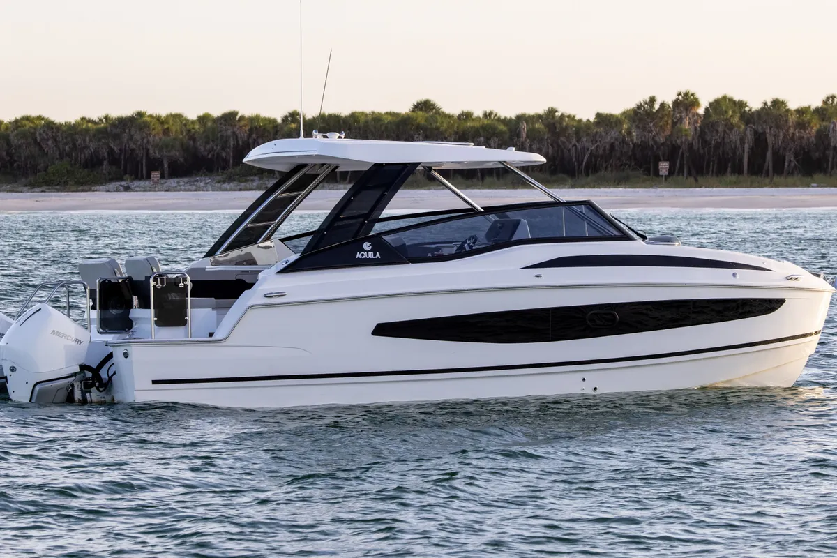 Exterior view of Aquilotto, a Aquila Yachts Aquila 32 Sport catamaran at Cannigione, Italy