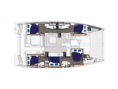 Floor plan of Moorings 5000-5 Exclusive, a Leopard 50 catamaran at Eden Island Marina, Seychelles