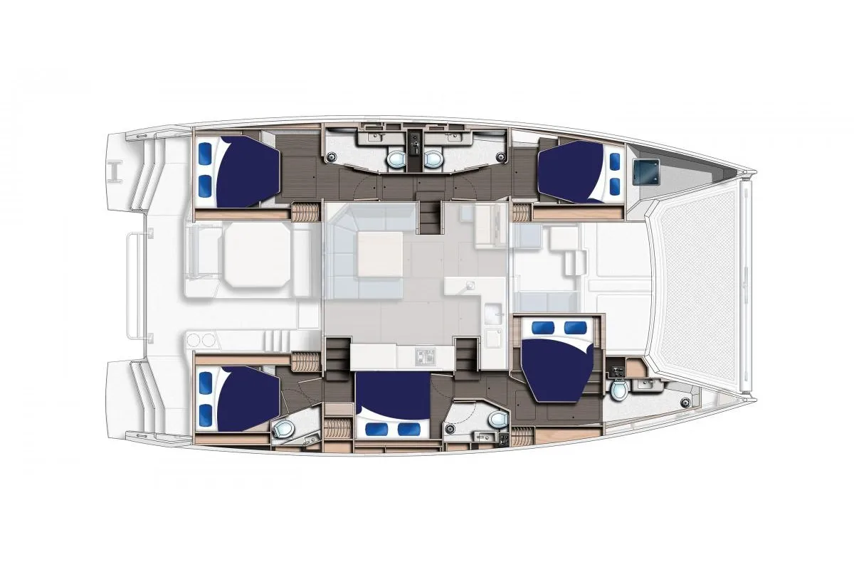 Floor plan of Moorings 5000-5 Exclusive, a Leopard 50 catamaran at Eden Island Marina, Seychelles