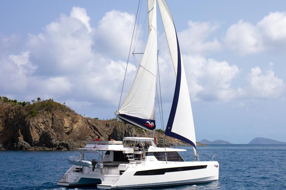 Exterior view of Moorings 5000-5 Exclusive, a Leopard 50 catamaran at Eden Island Marina, Seychelles