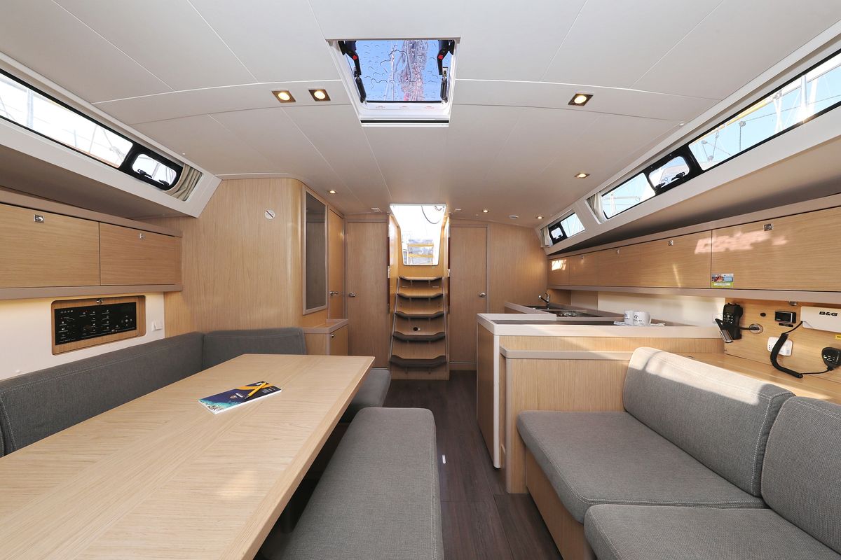 Salon of Barbarella, a Beneteau Oceanis 45 sailboat at Grad Trogir, Croatia