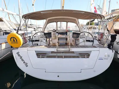 Cockpit of Barbarella, a Beneteau Oceanis 45 sailboat at Grad Trogir, Croatia