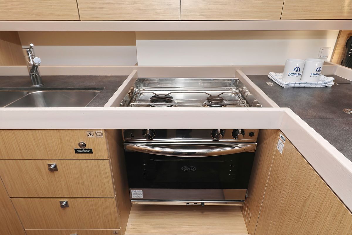 Galley of Barbarella, a Beneteau Oceanis 45 sailboat at Grad Trogir, Croatia