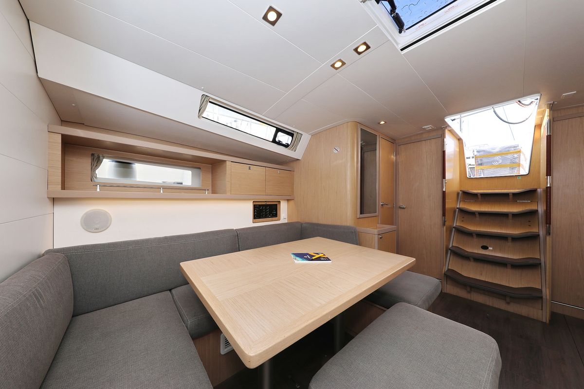Salon of Barbarella, a Beneteau Oceanis 45 sailboat at Grad Trogir, Croatia