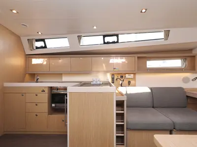 Galley of Barbarella, a Beneteau Oceanis 45 sailboat at Grad Trogir, Croatia
