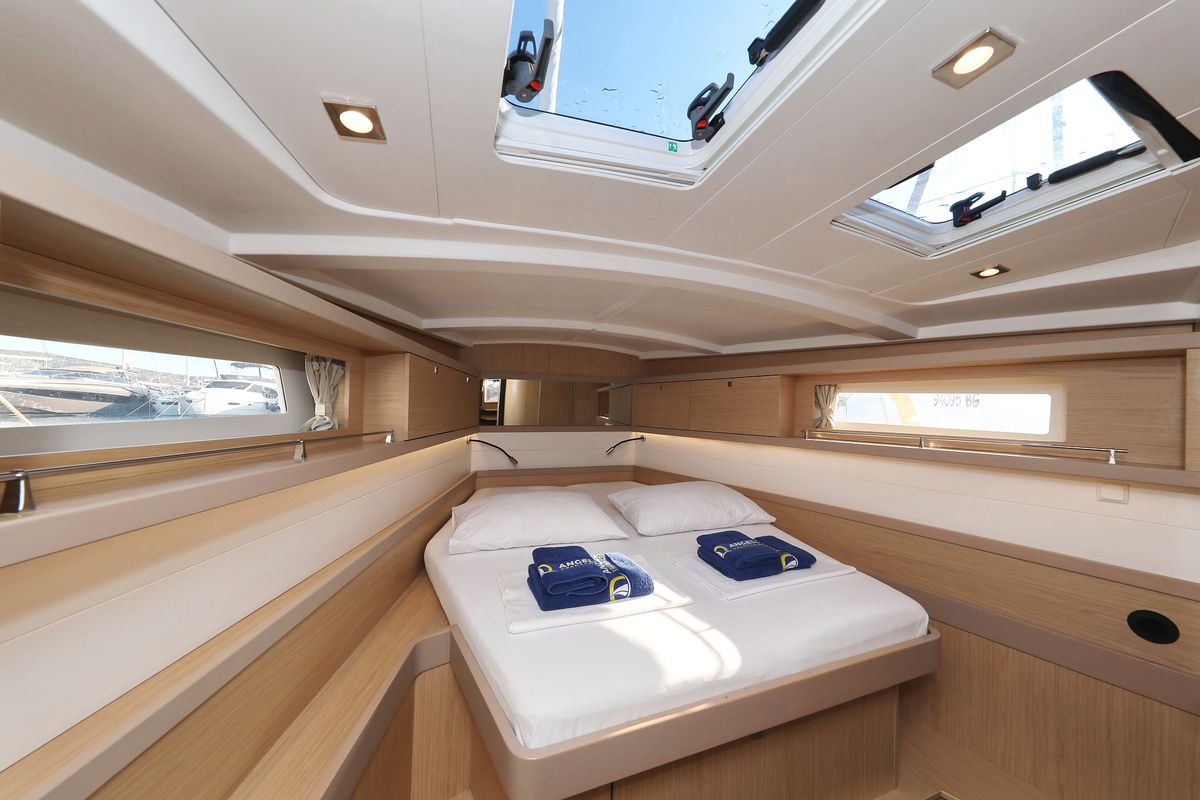 Cabin on Barbarella, a Beneteau Oceanis 45 sailboat at Grad Trogir, Croatia