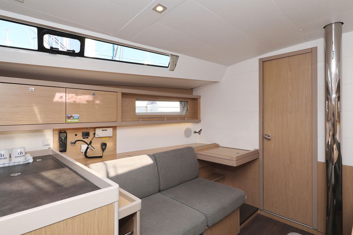 Salon of Barbarella, a Beneteau Oceanis 45 sailboat at Grad Trogir, Croatia