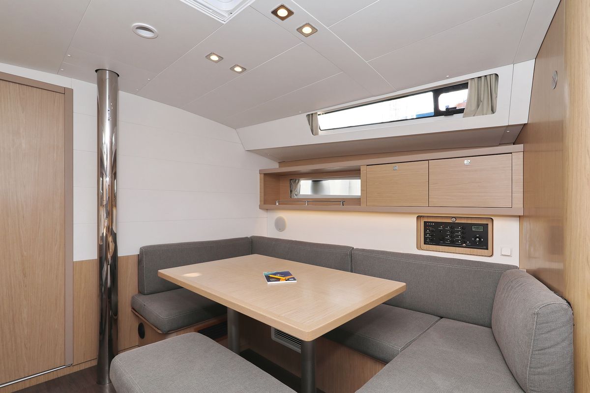 Salon of Barbarella, a Beneteau Oceanis 45 sailboat at Grad Trogir, Croatia