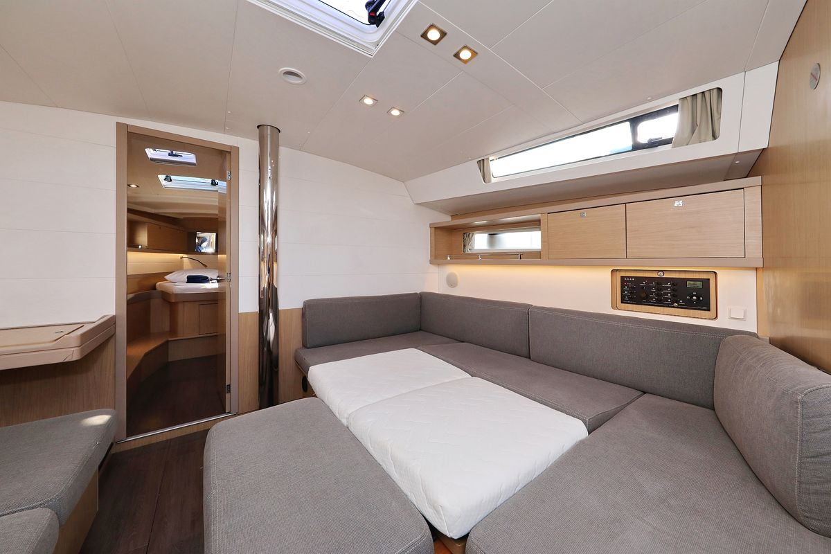 Salon of Barbarella, a Beneteau Oceanis 45 sailboat at Grad Trogir, Croatia