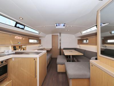 Salon of Barbarella, a Beneteau Oceanis 45 sailboat at Grad Trogir, Croatia