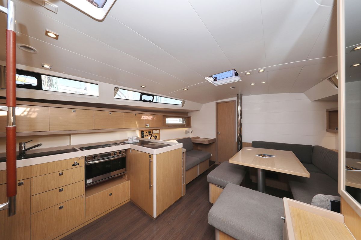 Salon of Barbarella, a Beneteau Oceanis 45 sailboat at Grad Trogir, Croatia