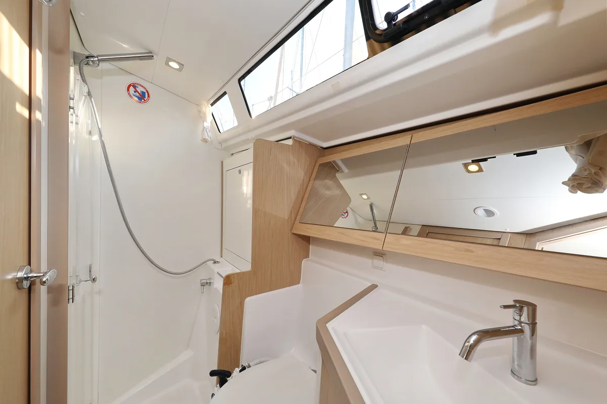 Head on Barbarella, a Beneteau Oceanis 45 sailboat at Grad Trogir, Croatia