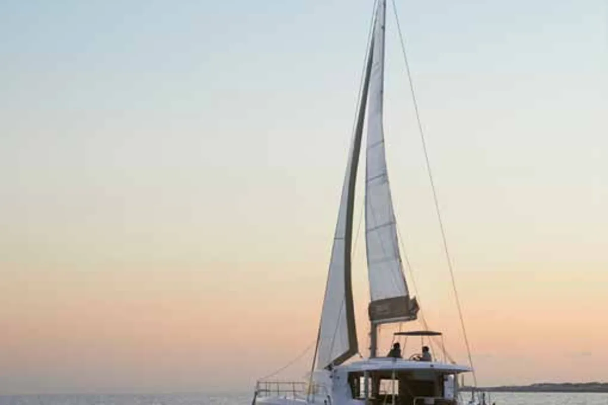 Exterior view of JULIA, a Bali 4.2 catamaran at Lavreotiki Municipal Unit, Greece