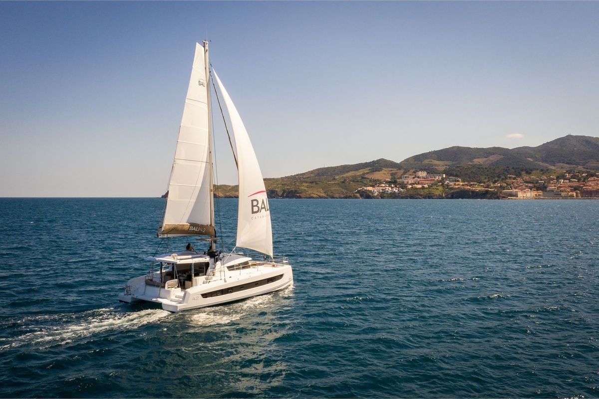 Exterior view of JULIA, a Bali 4.2 catamaran at Lavreotiki Municipal Unit, Greece