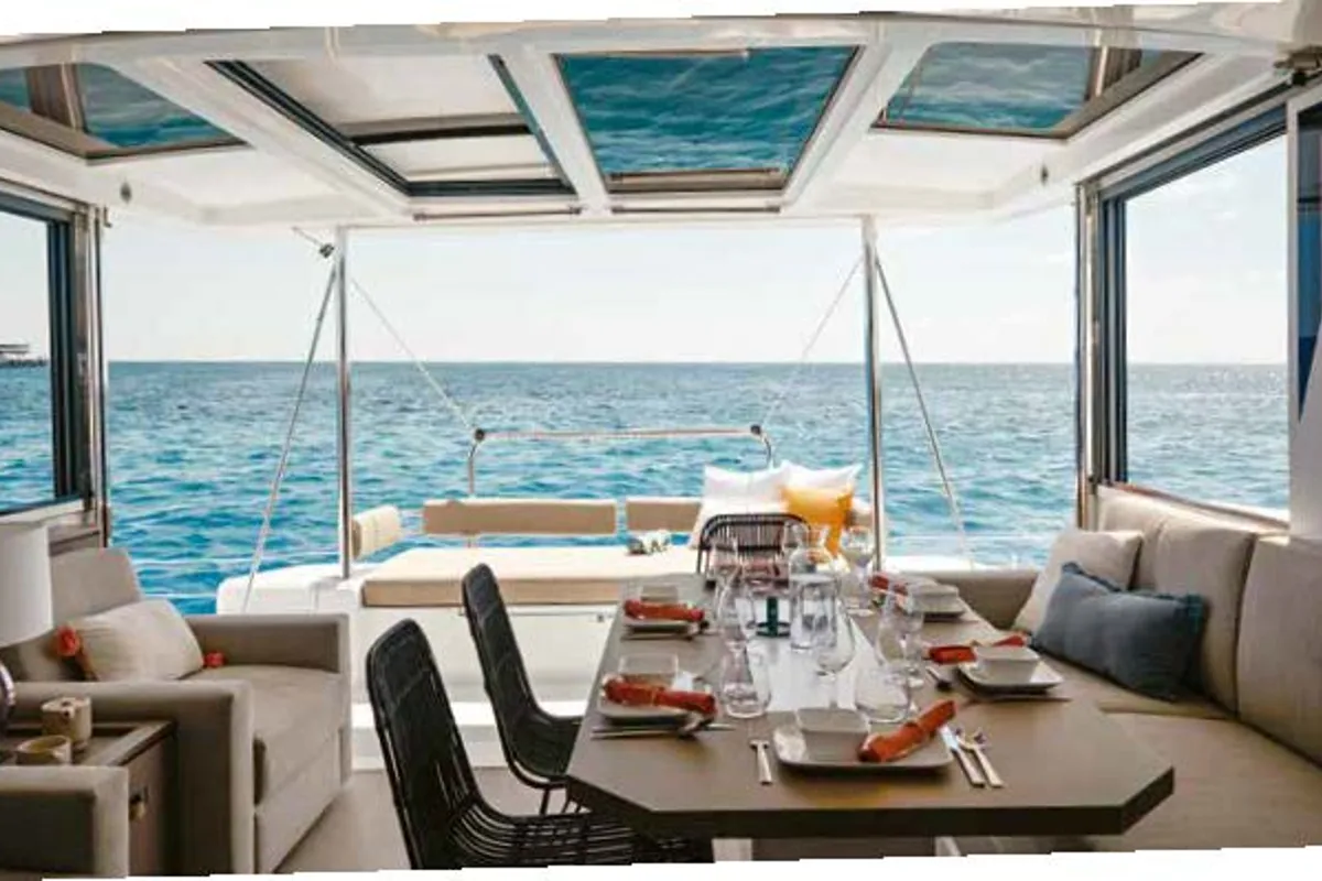 Deck of JULIA, a Bali 4.2 catamaran at Lavreotiki Municipal Unit, Greece