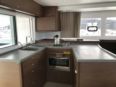 Galley of Remire, a Lagoon 450 S catamaran at Seychelles, Mahe, Seychelles