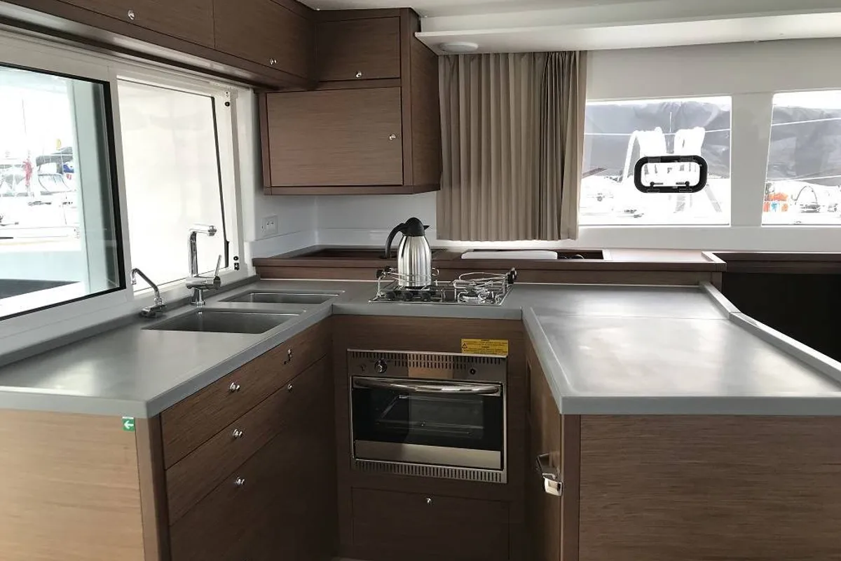 Galley of Remire, a Lagoon 450 S catamaran at Seychelles, Mahe, Seychelles