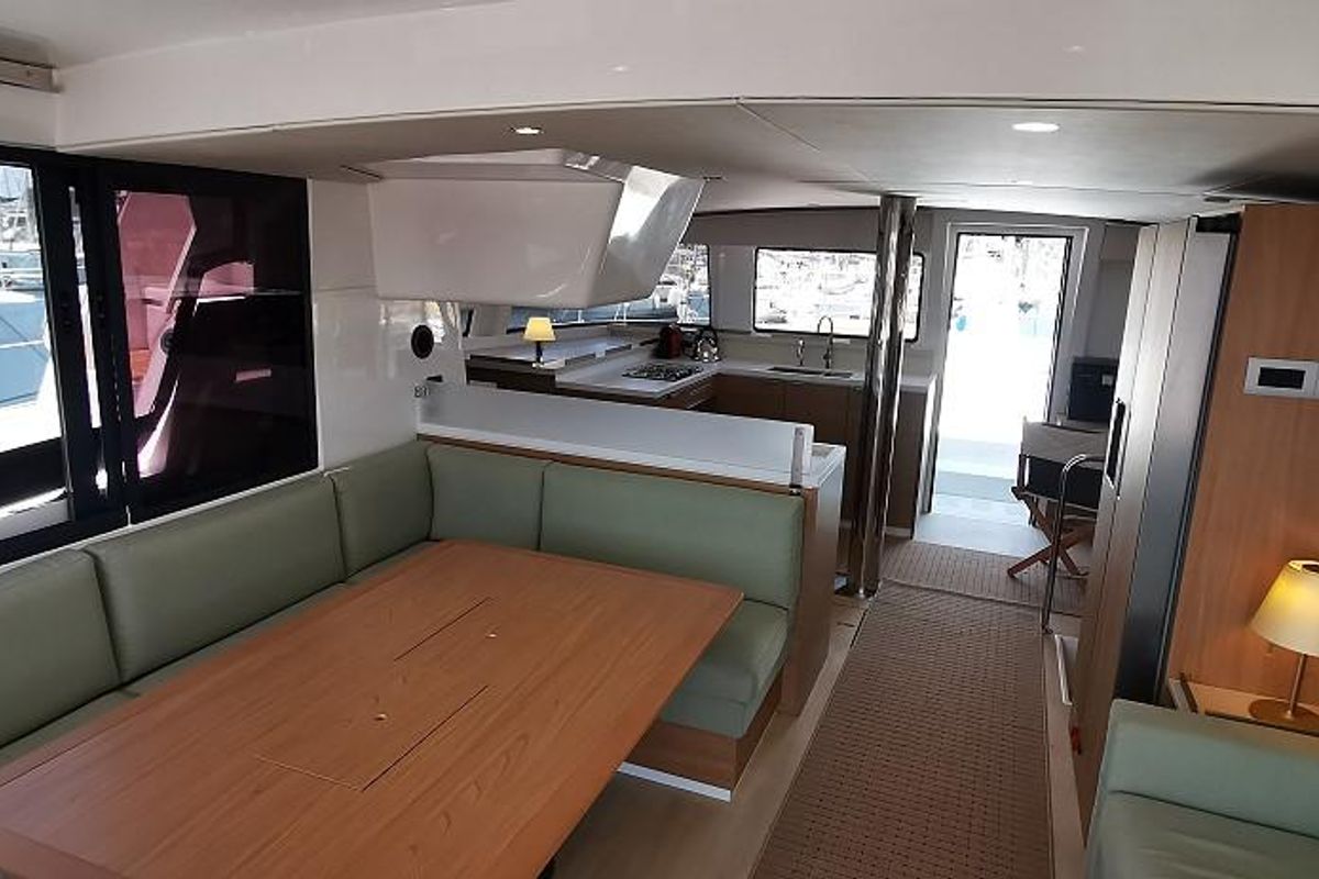 Salon of Kos 44.2, a Bali 4.4 catamaran at Municipal Unit of Lefkada, Greece