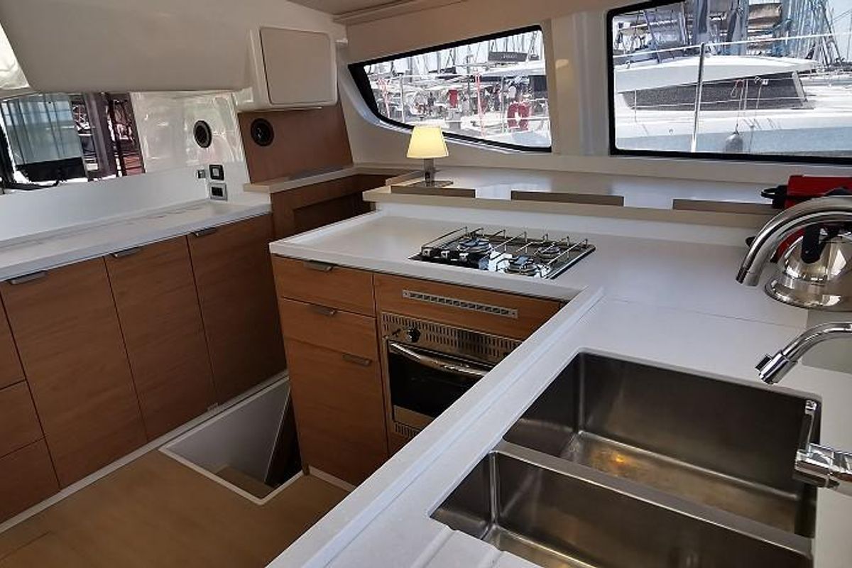 Galley of Kos 44.2, a Bali 4.4 catamaran at Municipal Unit of Lefkada, Greece