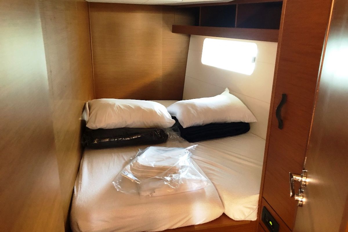 Cabin on Wise John, a Jeanneau 54 sailboat at Skiathos, Greece