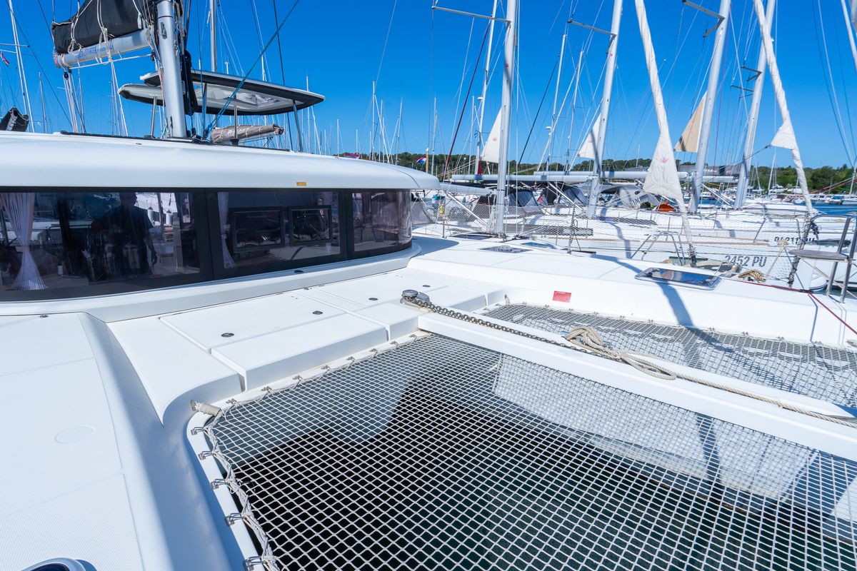 Deck of Fleur De Sel, a Lagoon 42 catamaran at Grad Pula, Croatia