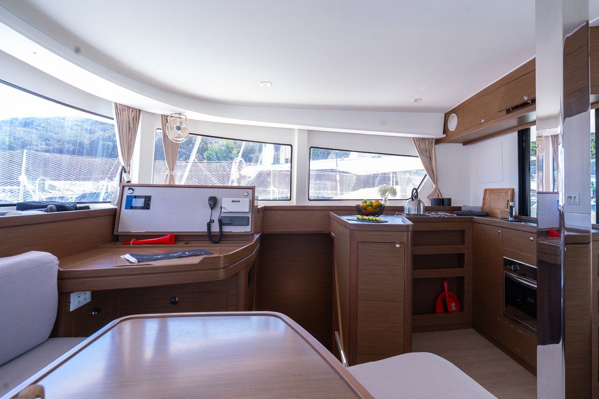 Salon of Fleur De Sel, a Lagoon 42 catamaran at Grad Pula, Croatia