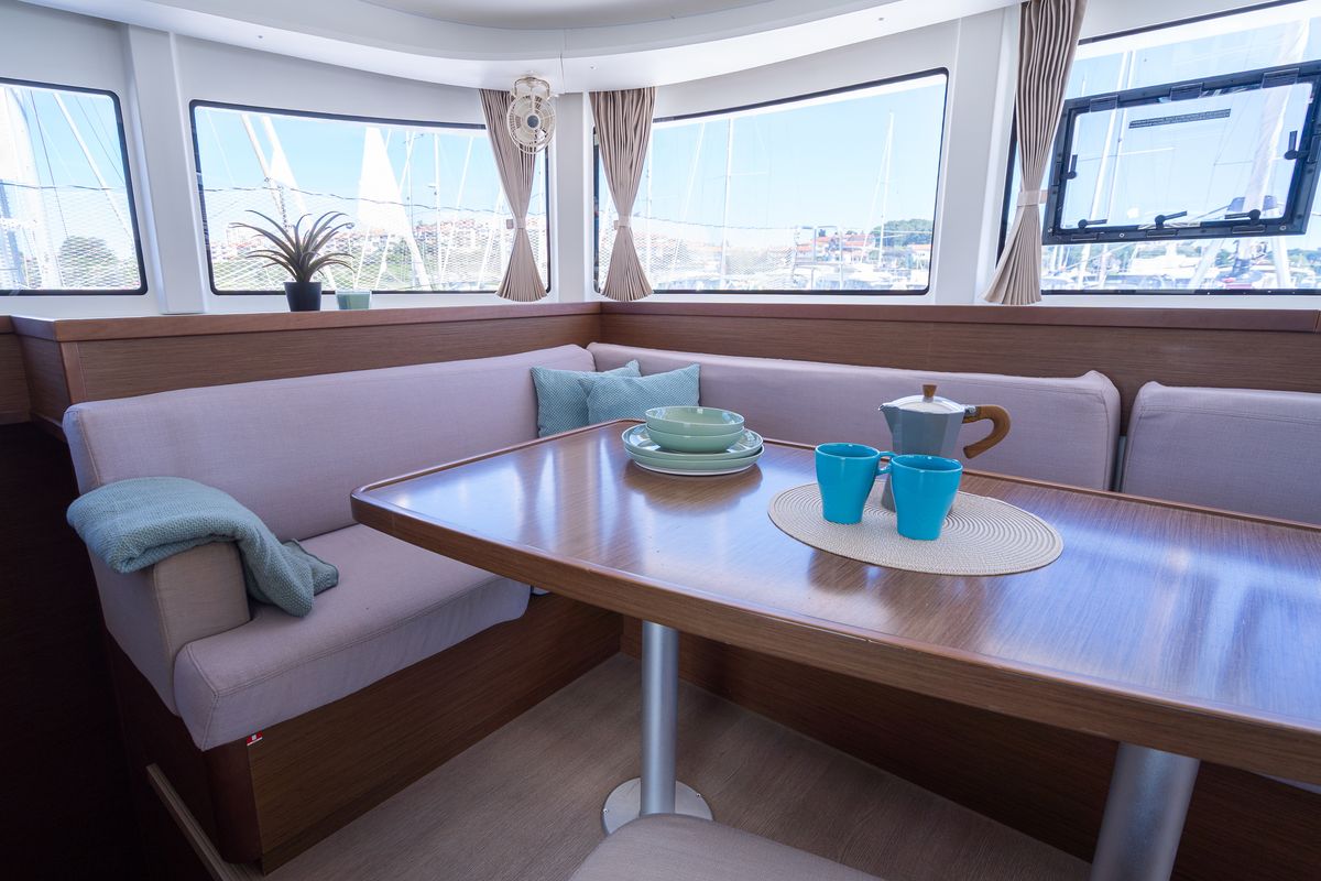 Salon of Fleur De Sel, a Lagoon 42 catamaran at Grad Pula, Croatia