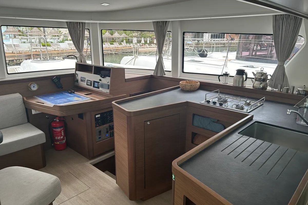 Galley of Meraki, a Lagoon 42 catamaran at Fethiye, Turkey