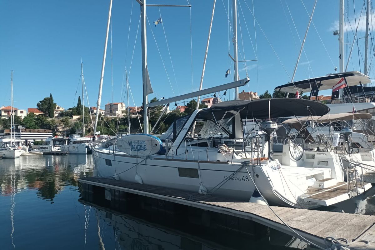 Exterior view of Luna Rossa, a Beneteau Oceanis 48 sailboat at Grad Šibenik, Croatia