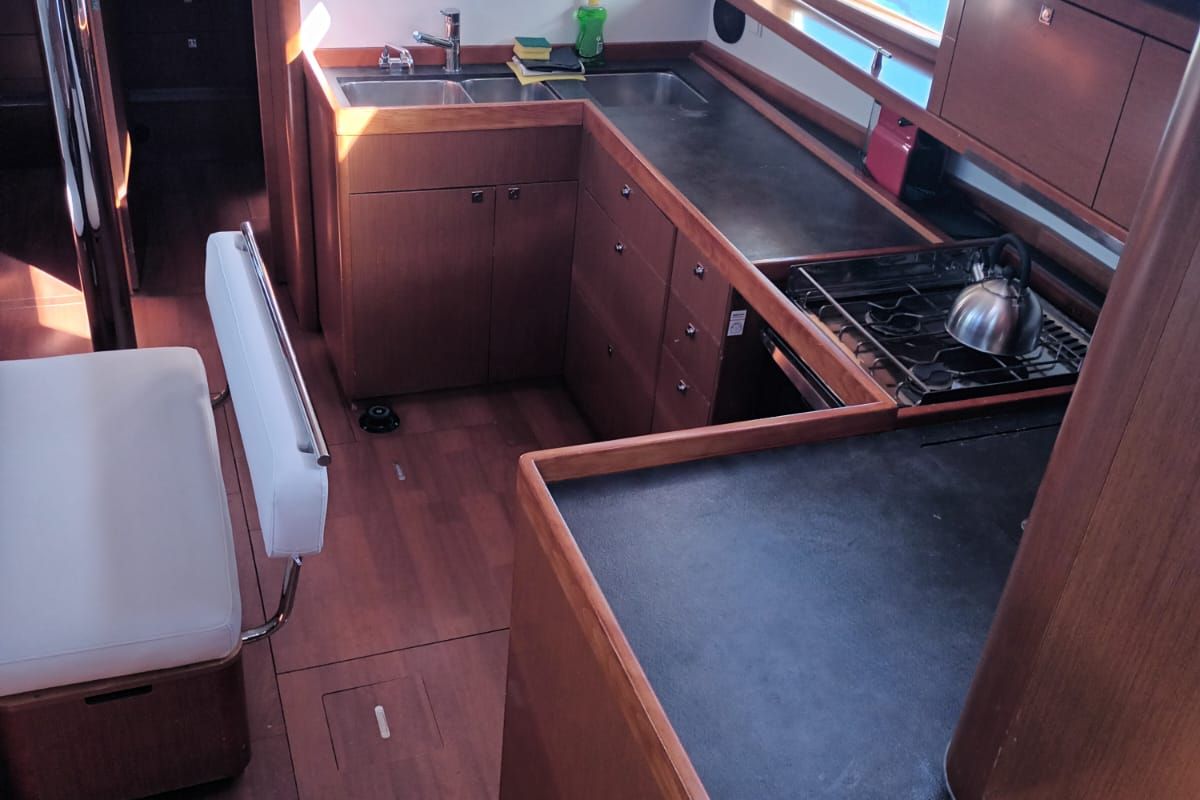 Galley of Luna Rossa, a Beneteau Oceanis 48 sailboat at Grad Šibenik, Croatia