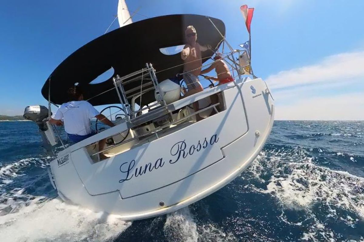 Exterior view of Luna Rossa, a Beneteau Oceanis 48 sailboat at Grad Šibenik, Croatia