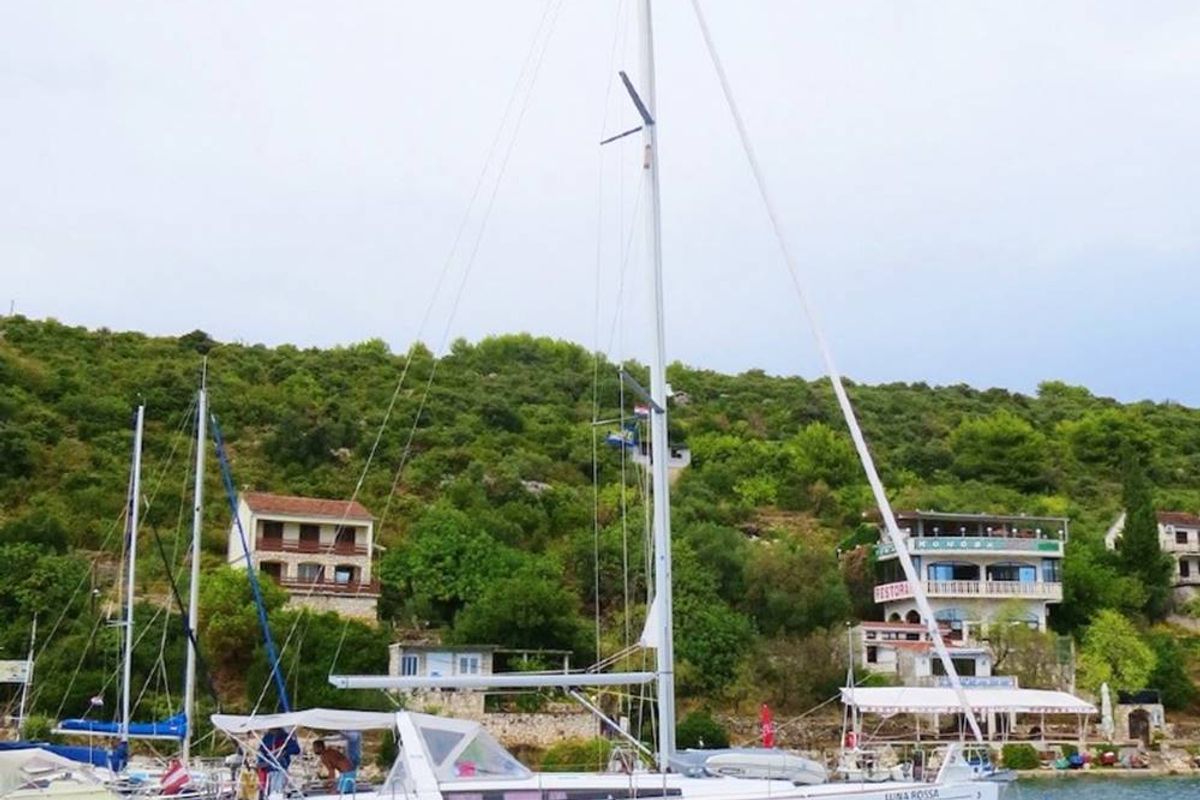 Exterior view of Luna Rossa, a Beneteau Oceanis 48 sailboat at Grad Šibenik, Croatia