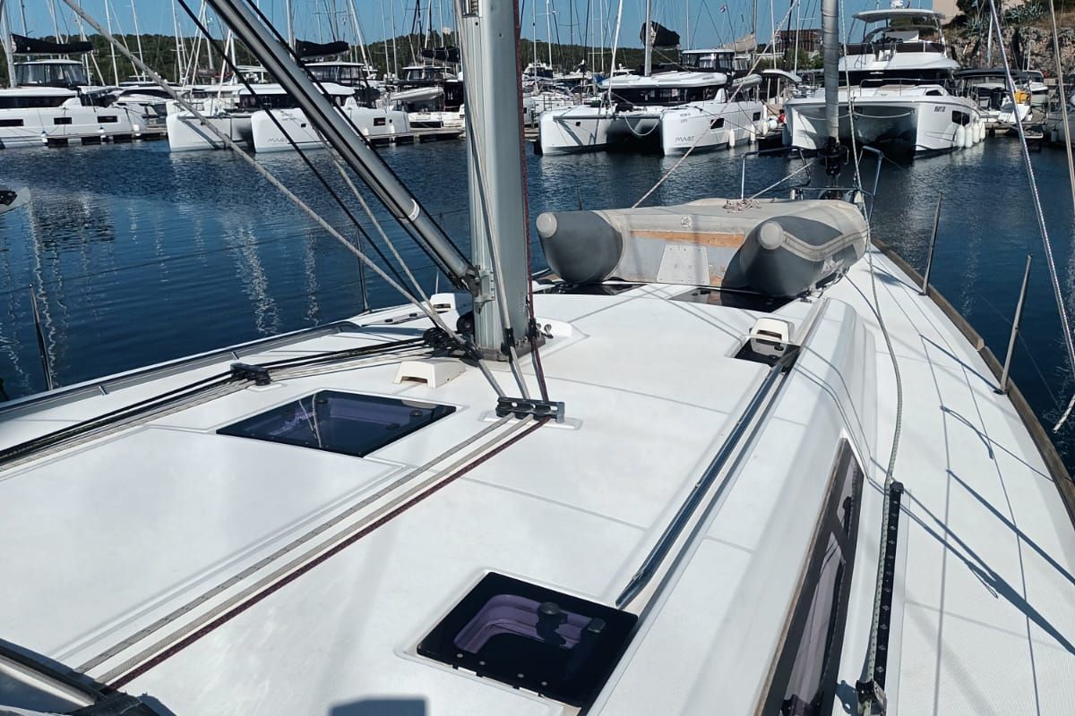 Deck of Luna Rossa, a Beneteau Oceanis 48 sailboat at Grad Šibenik, Croatia