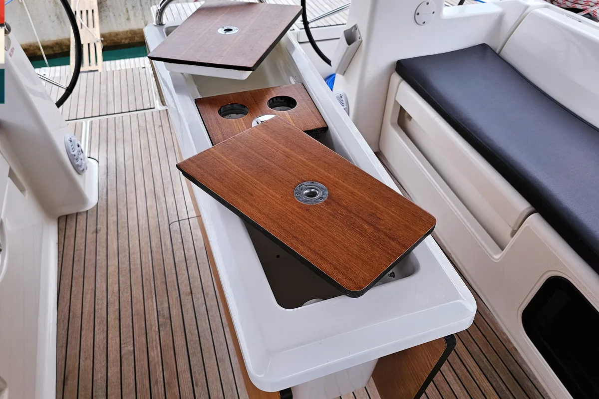 Deck of Nadine, a Dufour 460 GL sailboat at Općina Rogoznica, Croatia