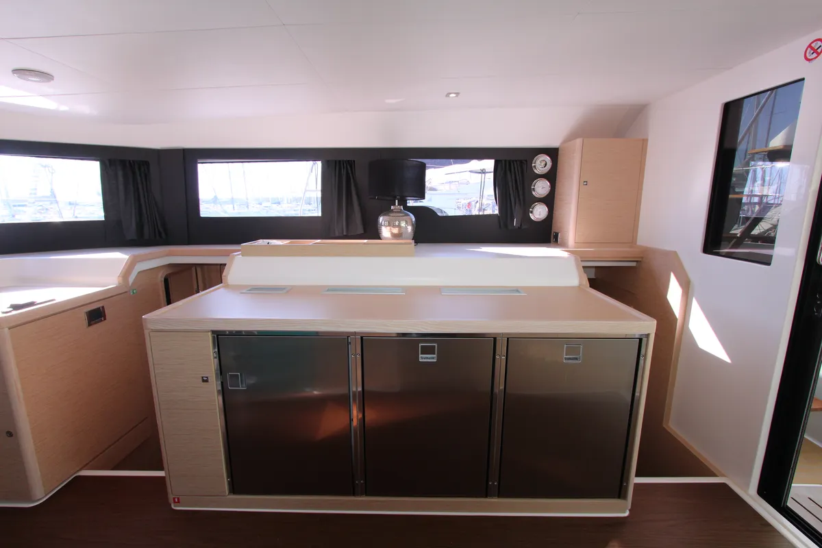 Galley of Amelie, a Dufour Catamaran 48 catamaran at Cecina, Italy